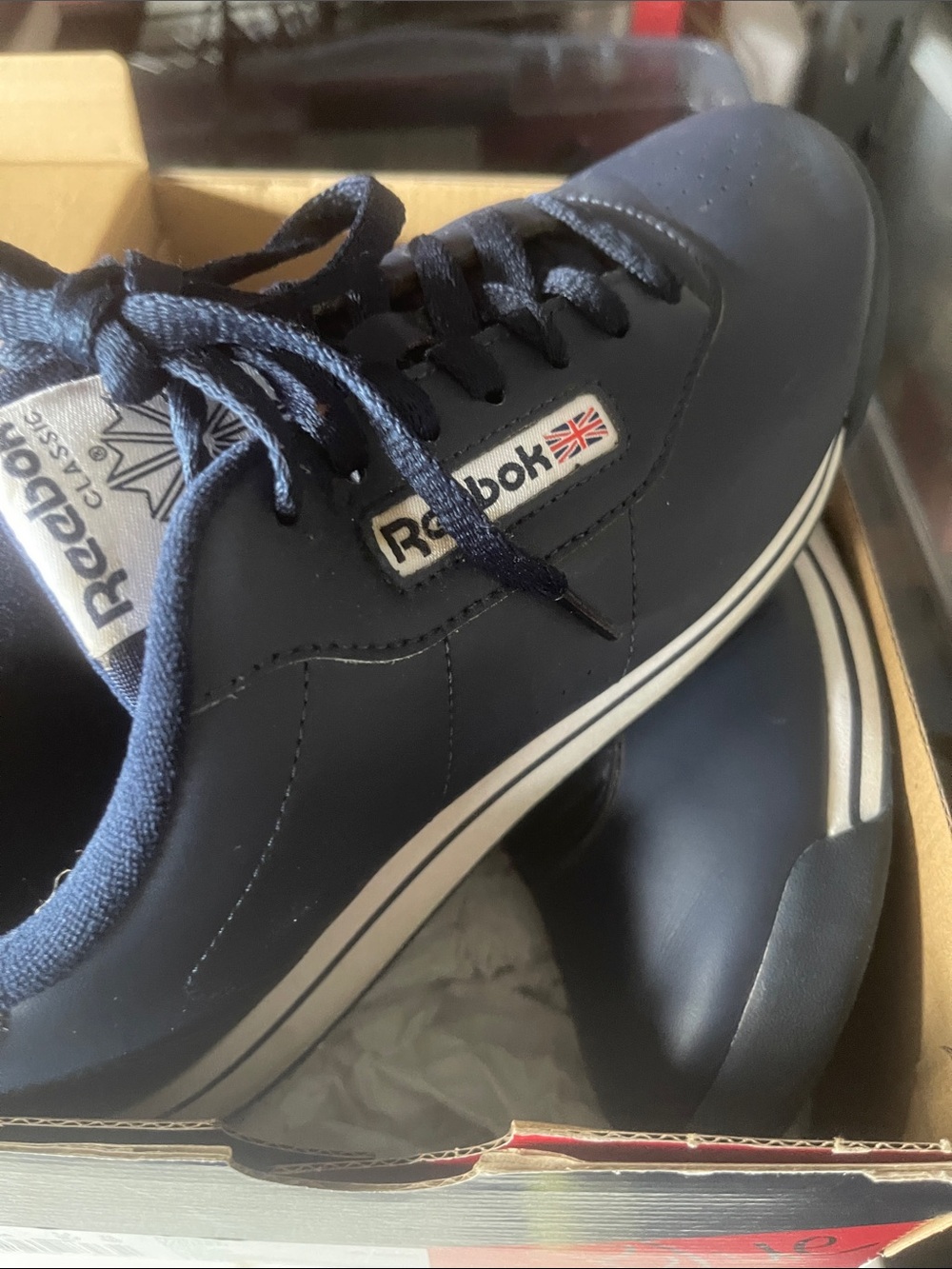 Reebok Navy and White Classic Low-Top Sneakers